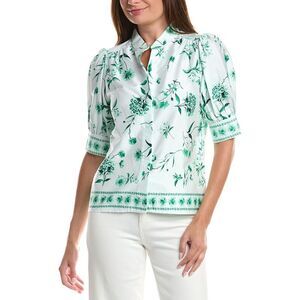 Cece Womens  Open Collar Top, Green